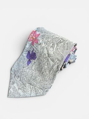 Tino Cosma mens blue floral 100% silk luxury neck tie EUC